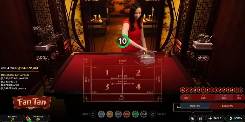 Bàn cược Fantan Live thiết kế sinh động, trực quan