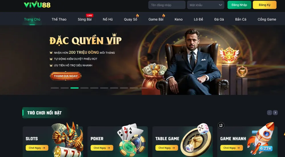 Vivu88 hiển thị các banner khuyến mãi nạp đầu vô cùng bắt mắt dành cho người chơi mới