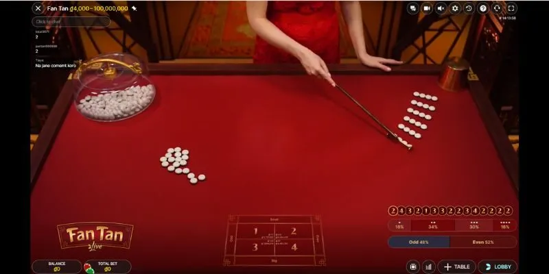 Fantan Live sử dụng các hạt nút nhỏ và chia nhóm để xác định kết quả cuối cùng