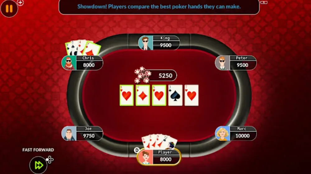 Giao diện Poker Texas chuyên nghiệp tại sảnh Vivu88