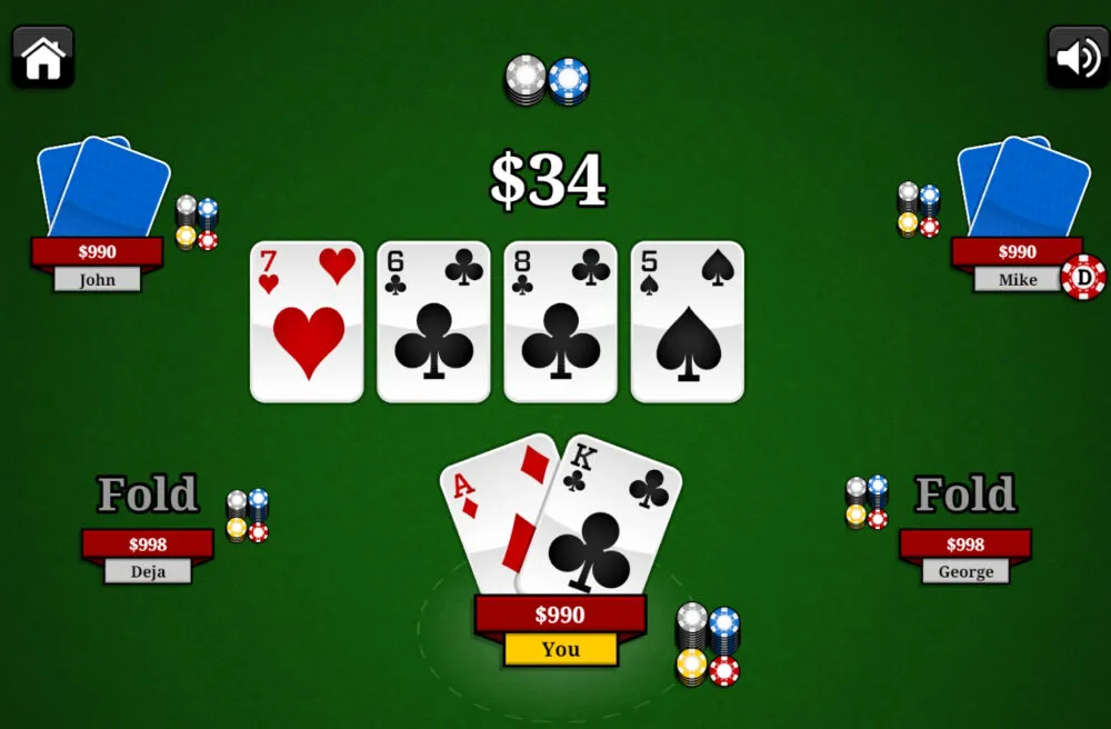 Hình ảnh các lá bài Poker được sắp xếp trên bàn xanh chuyên nghiệp