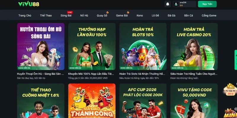 Nhà cái Vivu88 tung nhiều ưu đãi hấp dẫn tặng người chơi