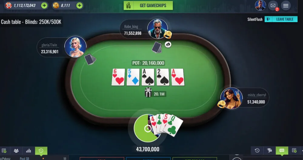 Giao diện bàn chơi Poker Omaha hiện đại tại Vivu88